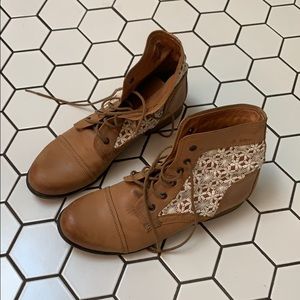 Steve Madden Cognac Crochet Lace Boot